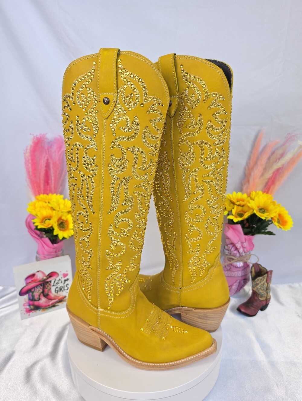New Liberty Black Allie Sunshine Cowgirl Boots W/ Swarovski Crystals 7.5